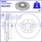 Discofreno BG3405 DELPHI per OPEL