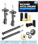 KIT 4 AMMORTIZZATORI FIAT GRANDE PUNTO EVO 199 CON SUPPORTI E TAMPONI TUTTI MODELLI